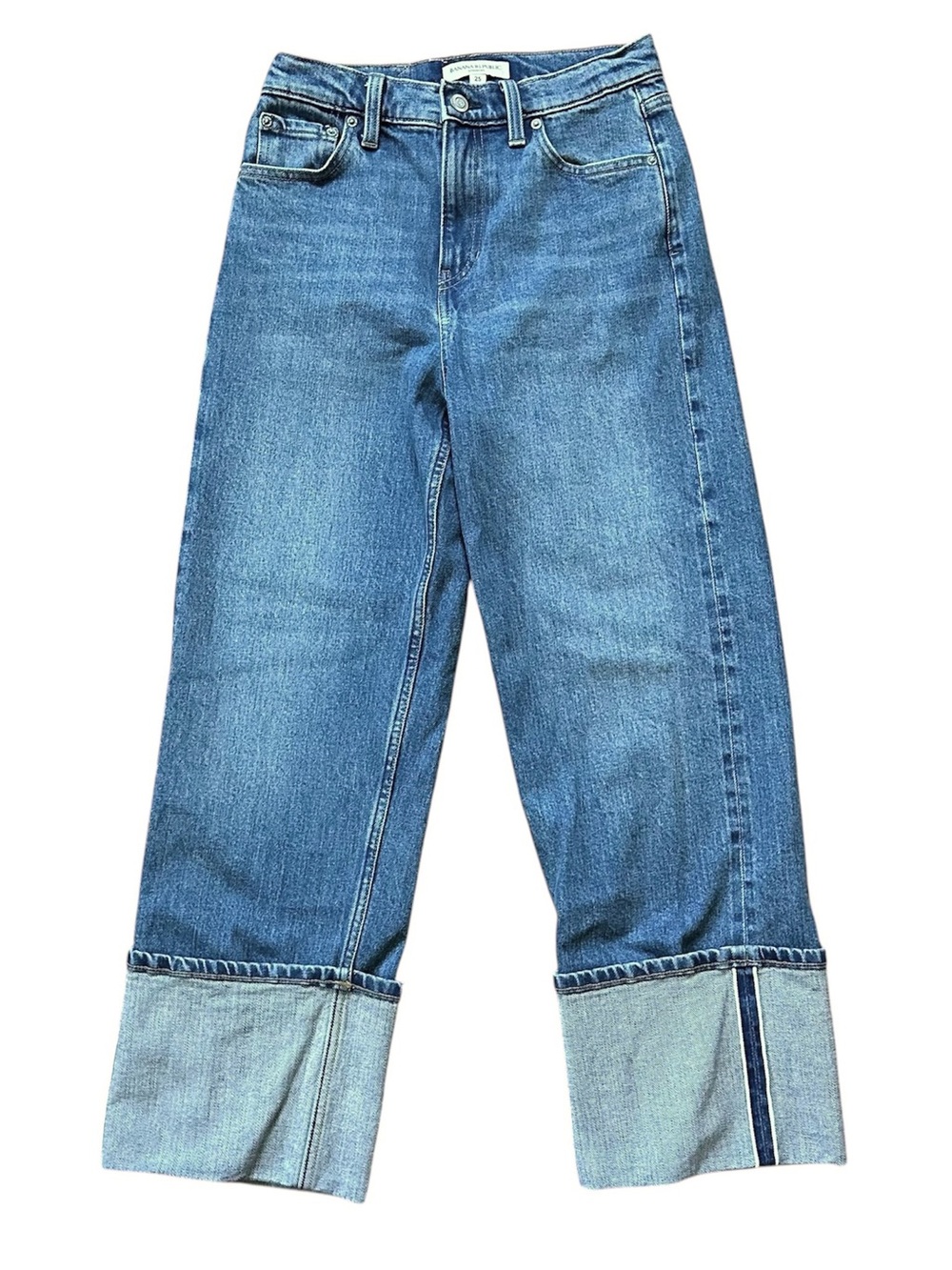 Banana Republic High Rise Straight Selvedge Cuffed Stovepipe Denim Jeans Size 25